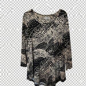 Elegant Black and Beige Women's Long Sleeve Top